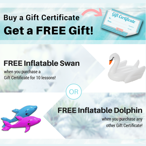 free gift with purchase swan dolphin inflatable floatie aquamobile