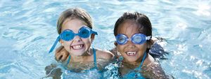 lesson length, two little girls in the pool